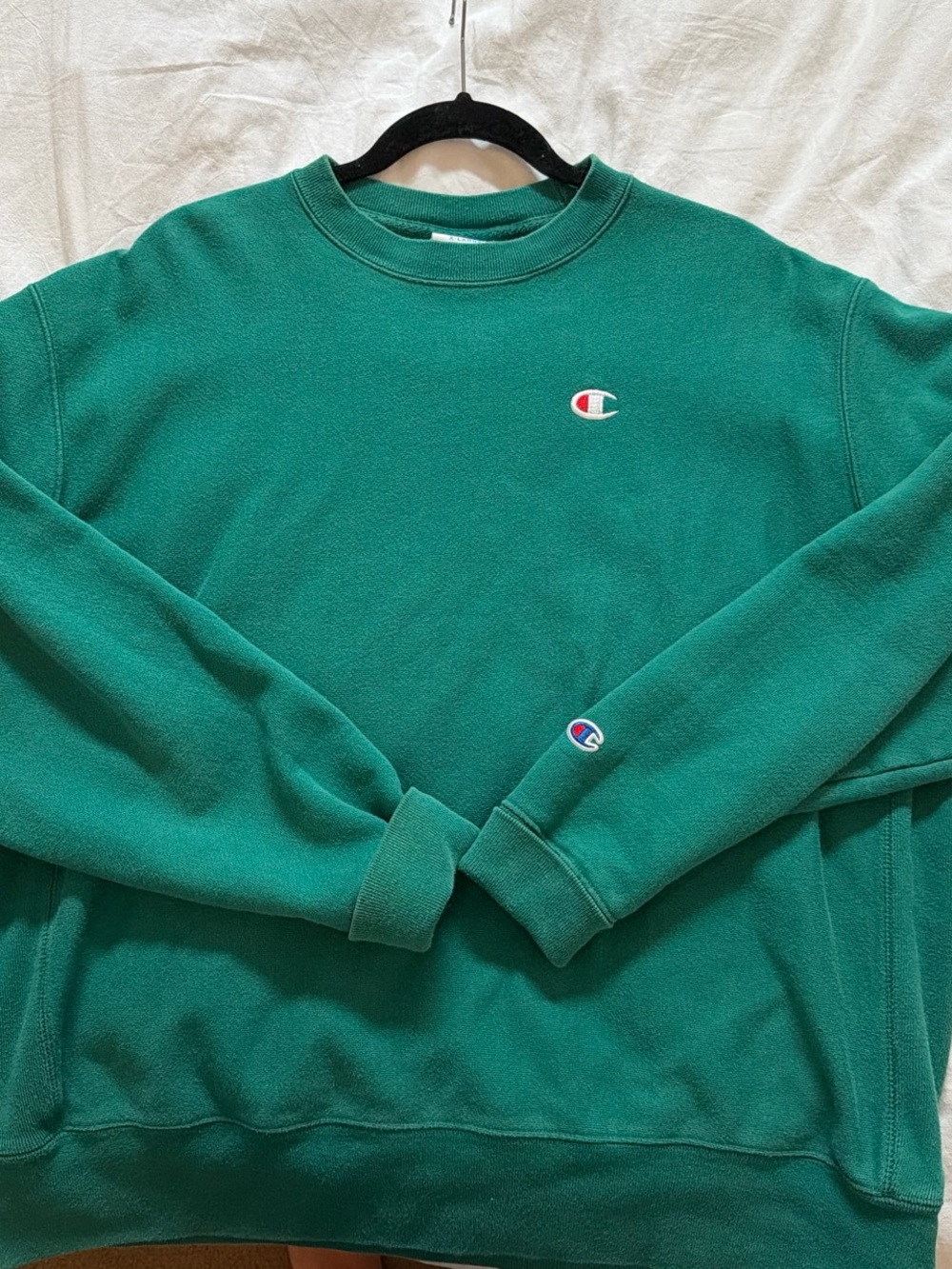 Champion Emerald Green Crewneck Sweatshirt with Small Logo